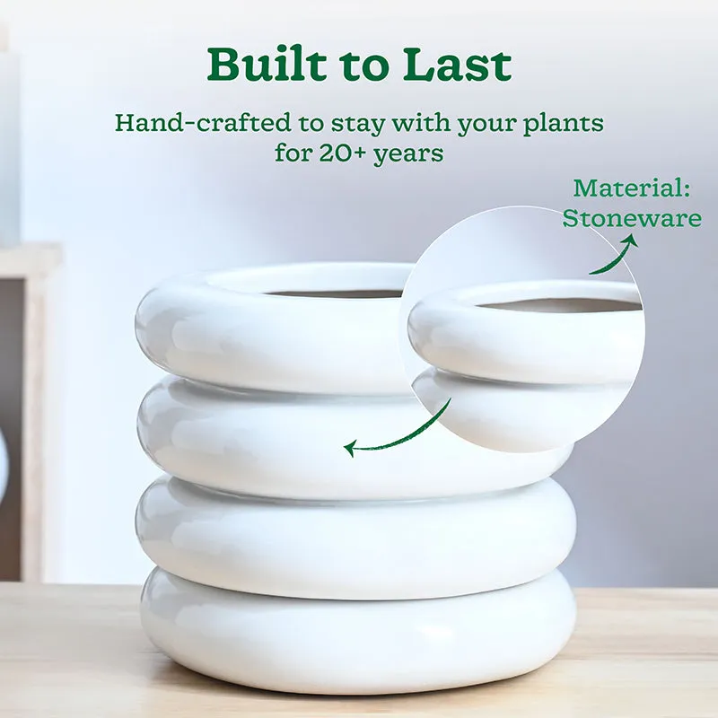 Ugaoo Ceramicurve Four Layer Ceramic Planter - White media 3