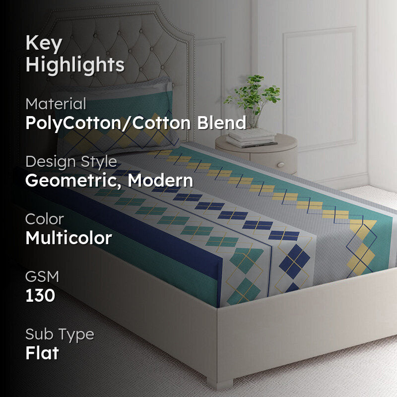 Argyle Dreams Geometric Bedsheet - 130 GSM media 2