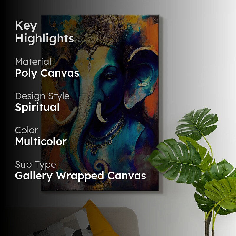 Rangavali Ganapati Poly Canvas Wall Painting media 2