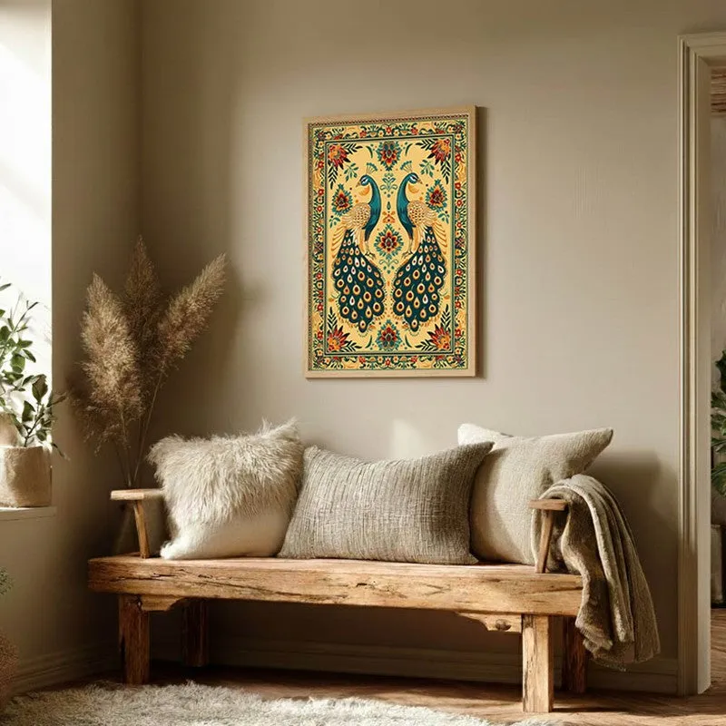 Mayura Folk Art Canvas Wall Painting With Brown Frame media 8