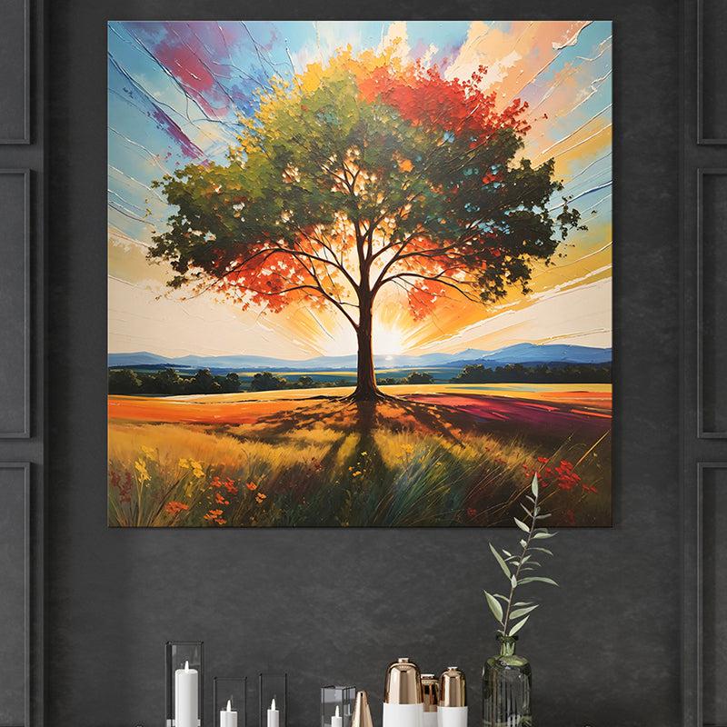 Sunlit Radiant Tree Wall Painting
