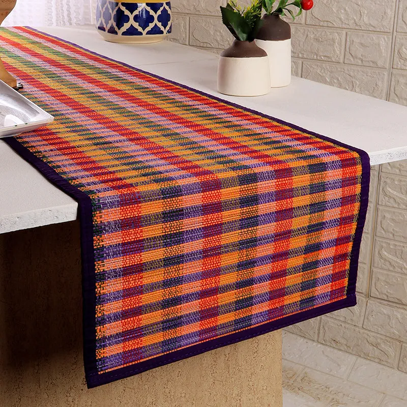 Chequered Zen Bamboo Table Runner - Purple media 1