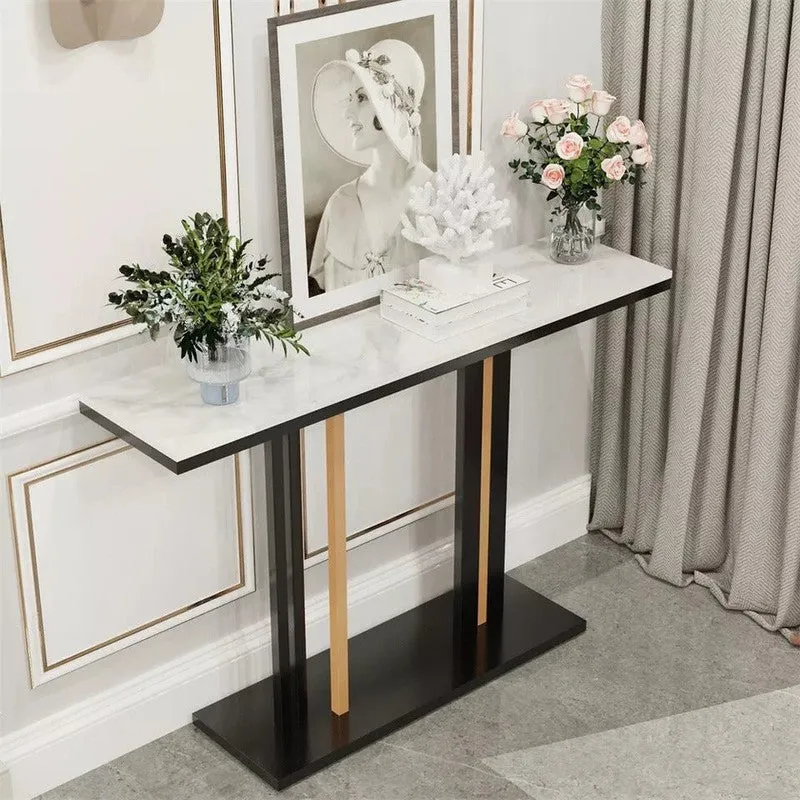Chic Metal Console Table with Marble Top - Small media 1