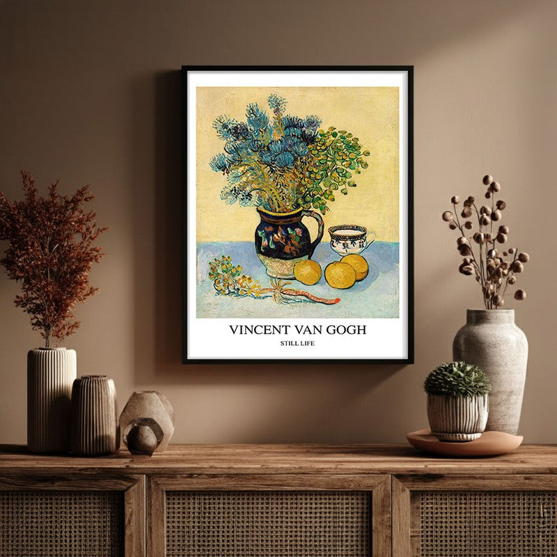 Still Life Vincent Van Gogh Archival Canvas Wall Painting - Black Frame