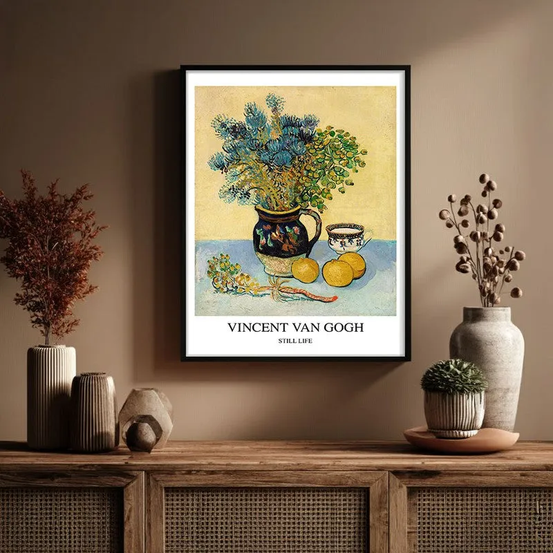 Still Life Vincent Van Gogh Archival Canvas Wall Painting - Black Frame media 1