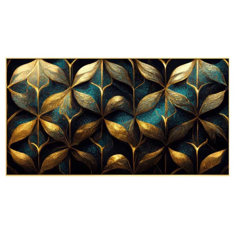 Golden Foliage Canvas Wall Painting With Frame media 4