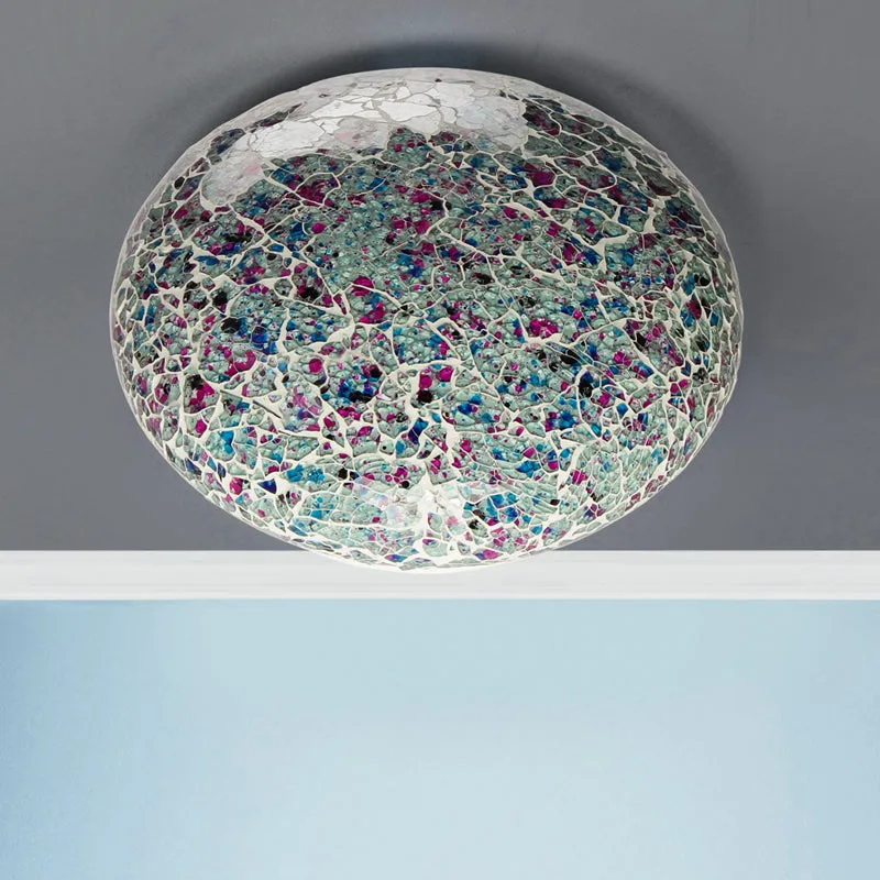 Mosaic Flush Mount Glass Ceiling Lamp media 5