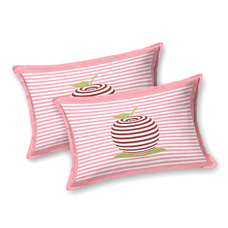 Illusion Stripey Cherry Cotton Bedsheet (Pink) - 200 TC media 5