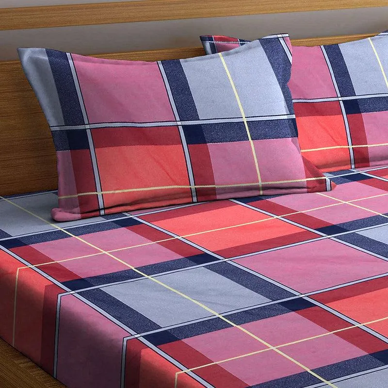 Mulligon Checkered PollyCotton Bedsheet - 150 GSM media 3