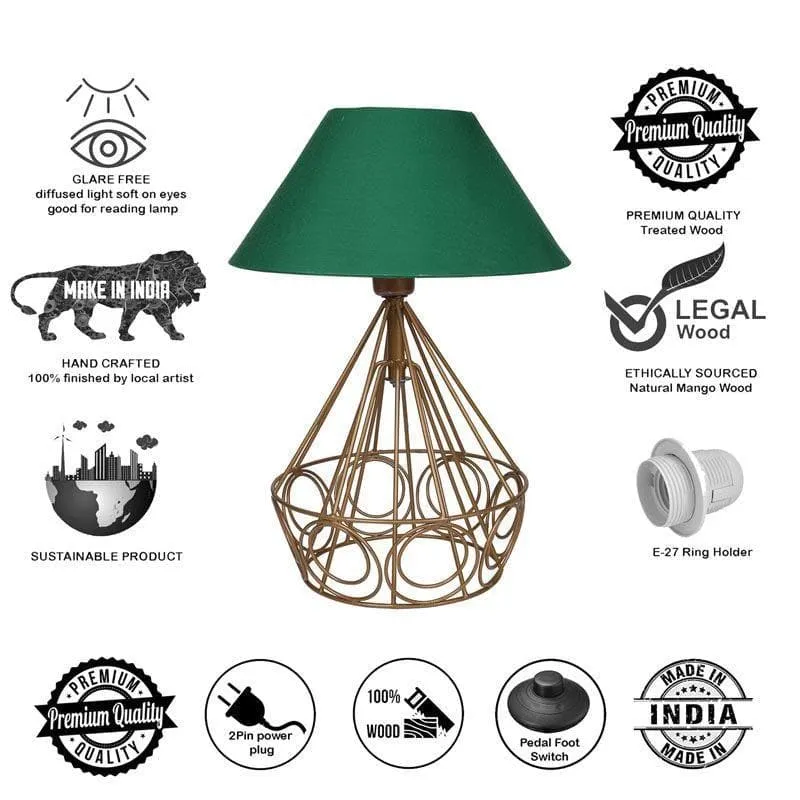 Farmhouse Fabric Table Lamp - Green,Gold media 8