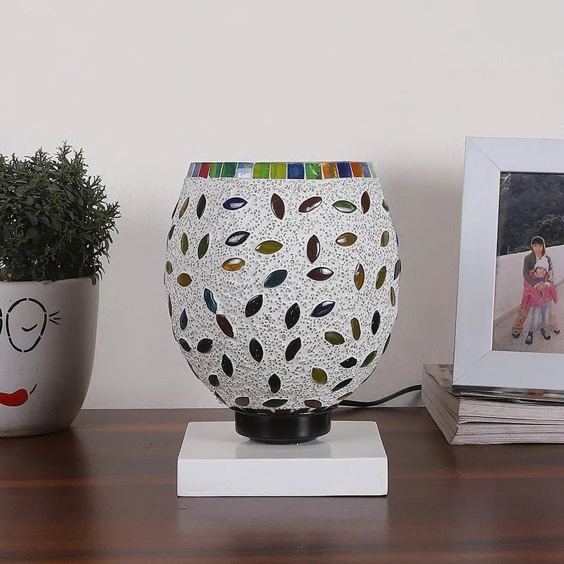 Shinexa Mosaic Glass Table Lamp With Wooden Base - Multicolor media 4