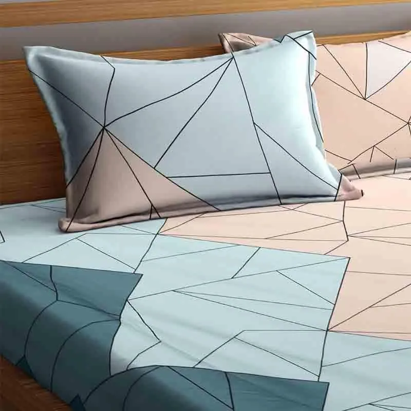 Mosaic Geometric Fitted Sheet Bedsheet - 130 GSM media 5