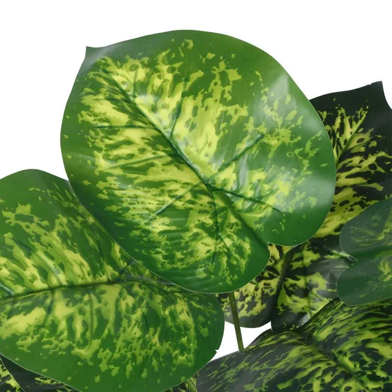 Faux Lush Dieffenbachia Plant With Black Plastic Pot - 1.8 Feet media 4