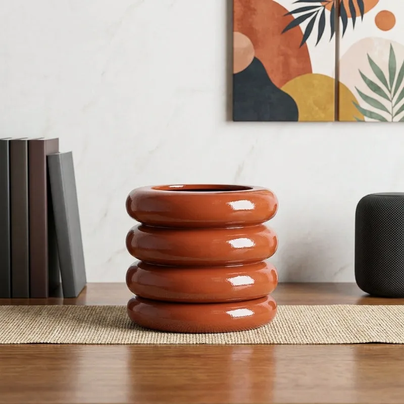 Ugaoo Ceramicurve Four Layer Ceramic Planter - Terracotta media 1