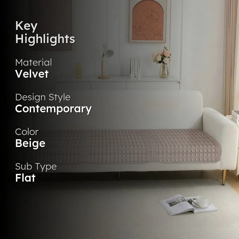 GeoWeave Velvet Sofa Cover - Beige media 2