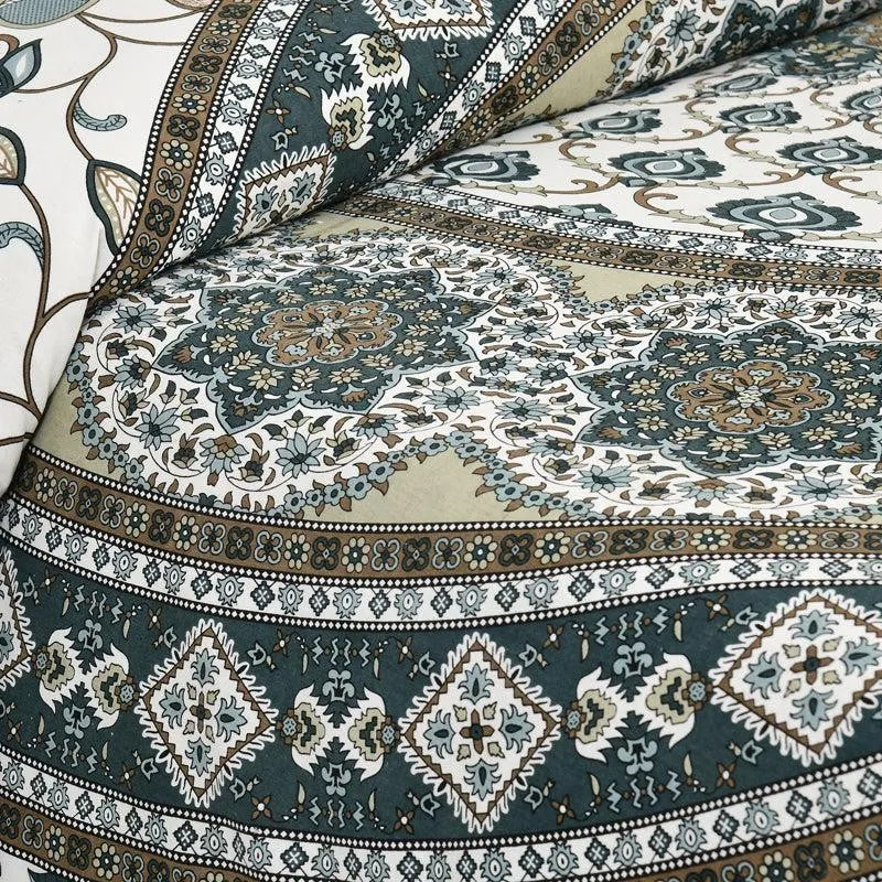 Niranja Ethnic Cotton Flat Bedsheet (Green) - 160 TC media 5