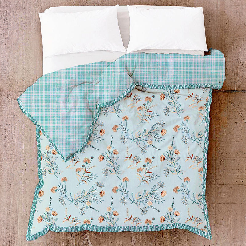 Phiranga Floral Cotton Dohar (Blue) - 210 TC media 4
