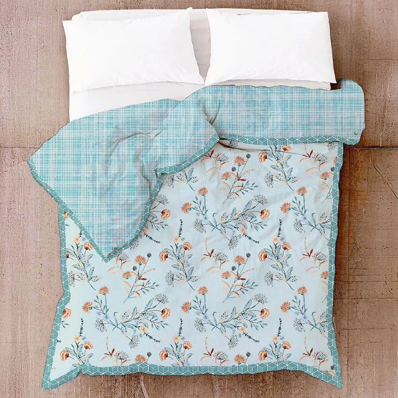 Phiranga Floral Cotton Dohar (Blue) - 210 TC media 4