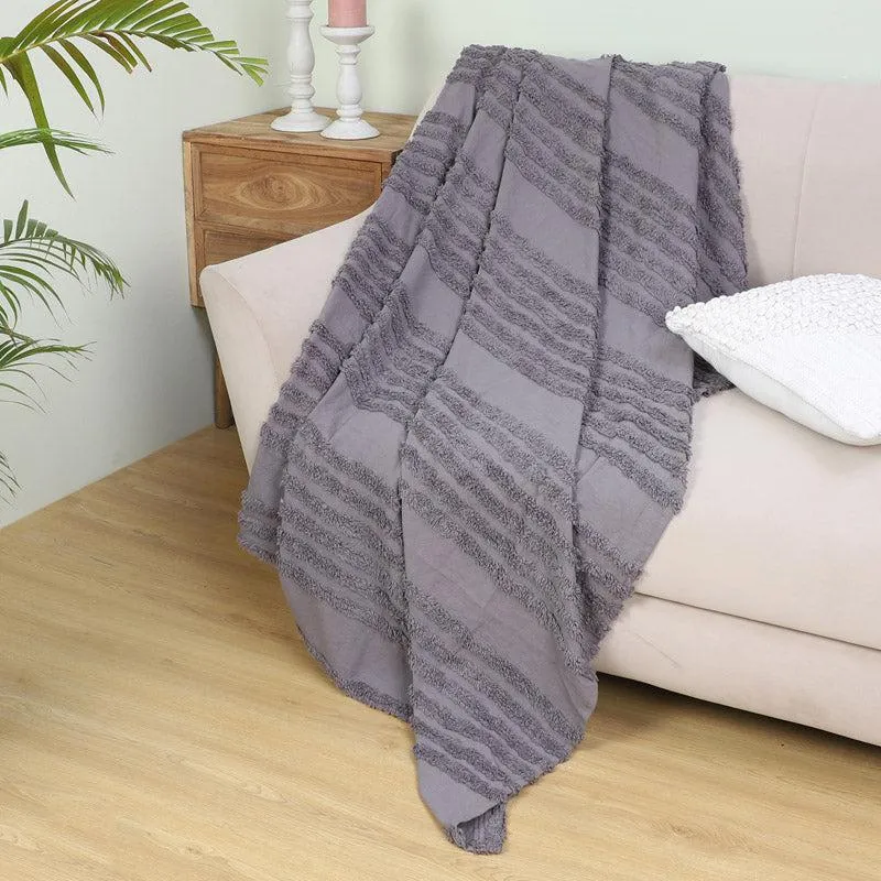 Nishtha Cotton Throw - Dark Grey media 1