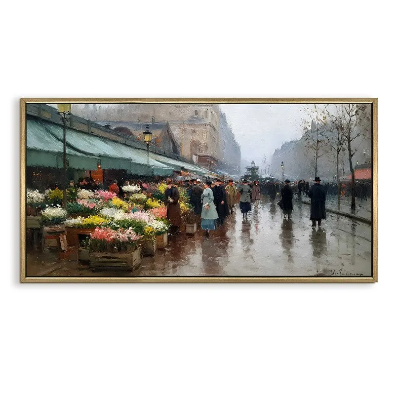 Old-Europe Bloom Market Scene Wall Art media 4