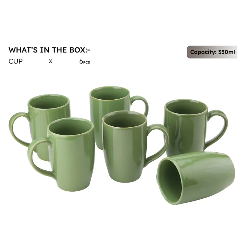 Kopi Ceramic Coffee Mug (Green/350 mL Each) - Set Of Six media 5