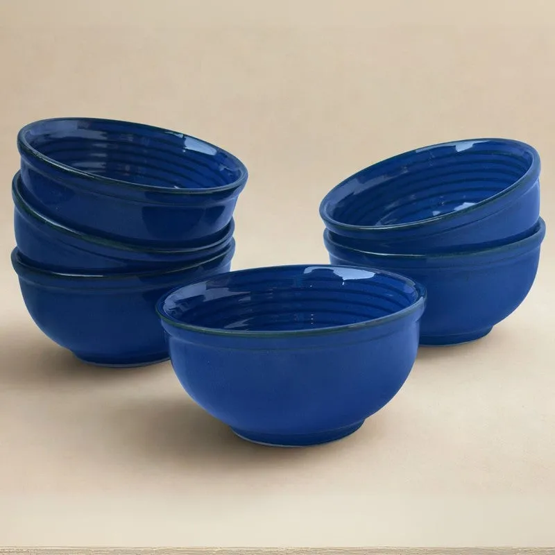 IndiLuxe Ceramic Snack Bowls (Blue, 200 mL Each) - Set Of Six media 3