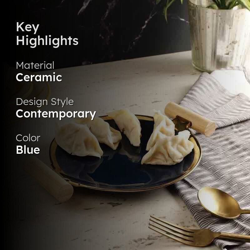 Moonshine Ceramic Platter With Handles - Royal Blue media 2