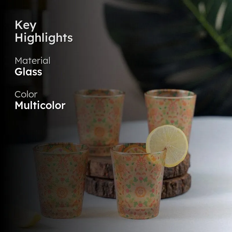 Mughal Blooms Frosted Shot Glass (30 ml) - Set Of Four media 2