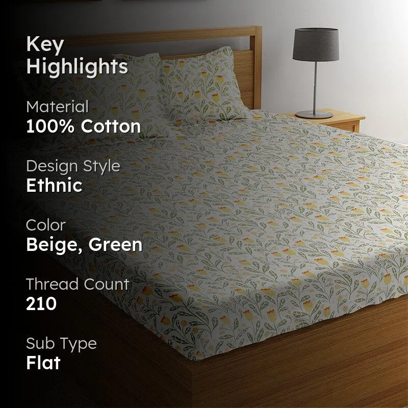 Zion Floral Cotton Bedsheet - 210 TC media 2