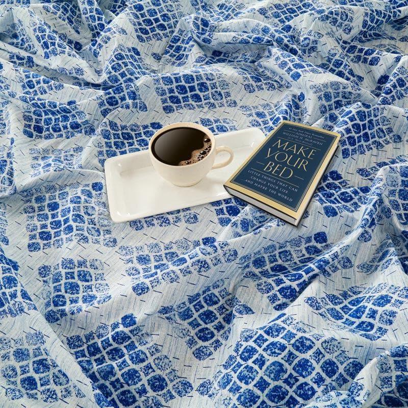 Swayam Viola Elegance Cotton Bedsheet (Blue) - 160 TC media 4