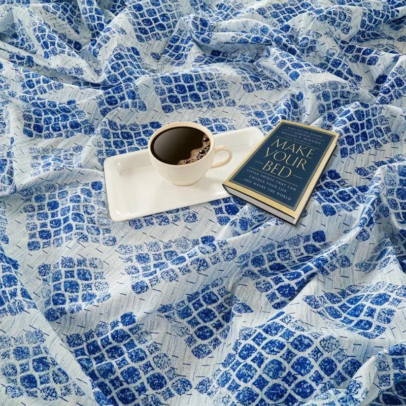 Swayam Viola Elegance Cotton Bedsheet (Blue) - 160 TC media 4