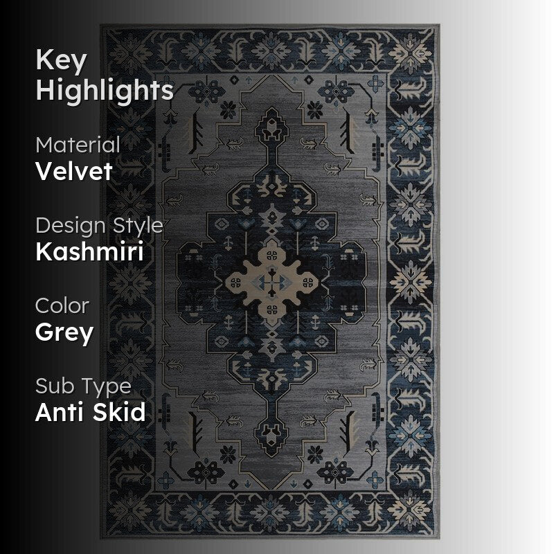 Kavir Velvet Rectangle Anti-Skid Carpet media 2