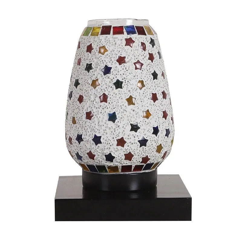 Miraico Mosaic Glass Table Lamp With Wooden Base - Multicolor media 5