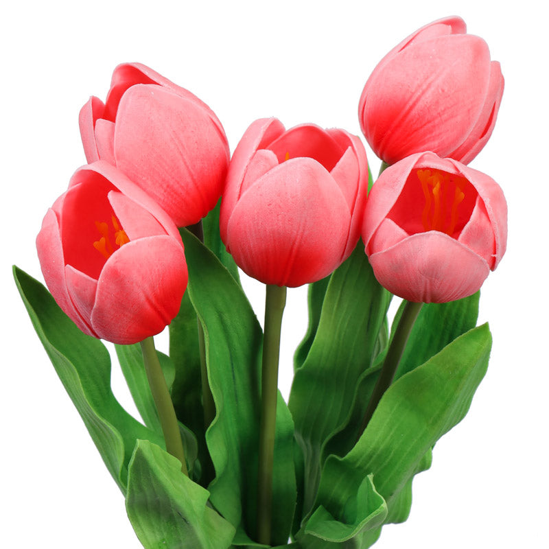 Artificial Realistic Tulip Flower Stick (Pink) - Set Of Five media 4