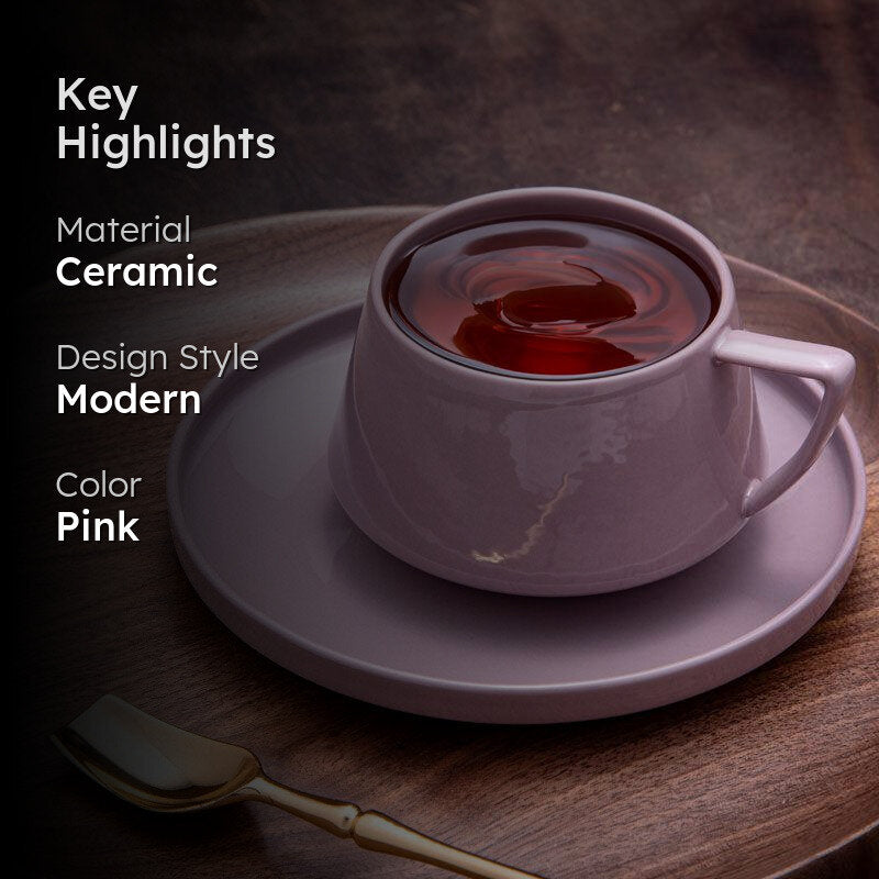 Nadia Ceramic Pink Cup & Saucer - 250 ML media 2