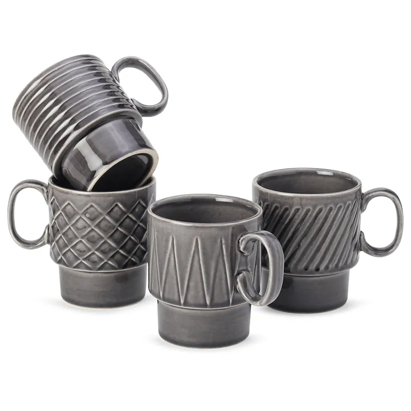 Monolith Ash Grey Ceramic Mug (250 mL Each) - Set Of Four media 5