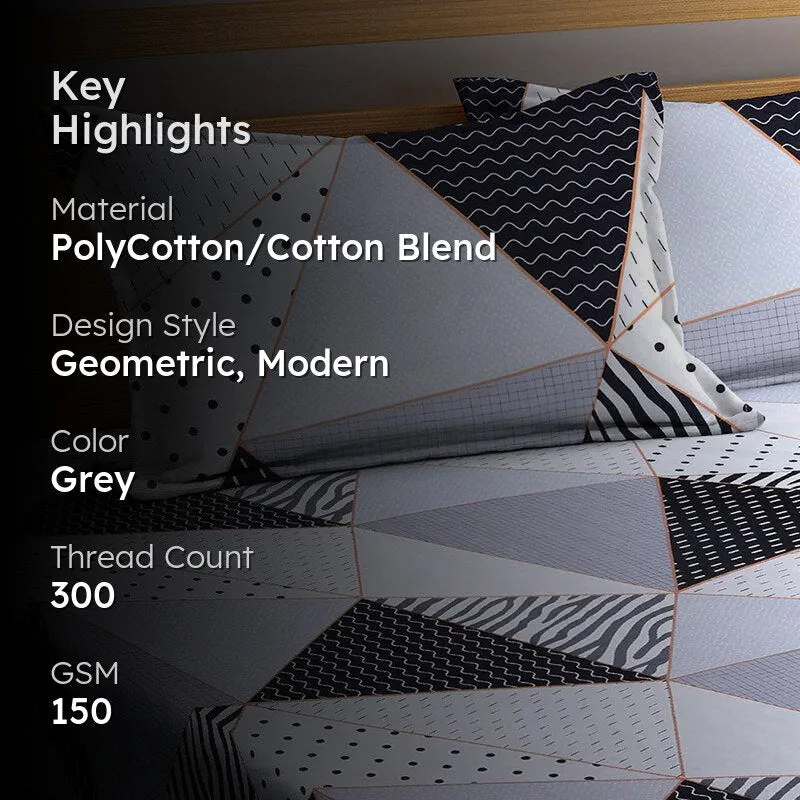 Archie Geometric PolyCotton Bedsheet  - 150 GSM media 2