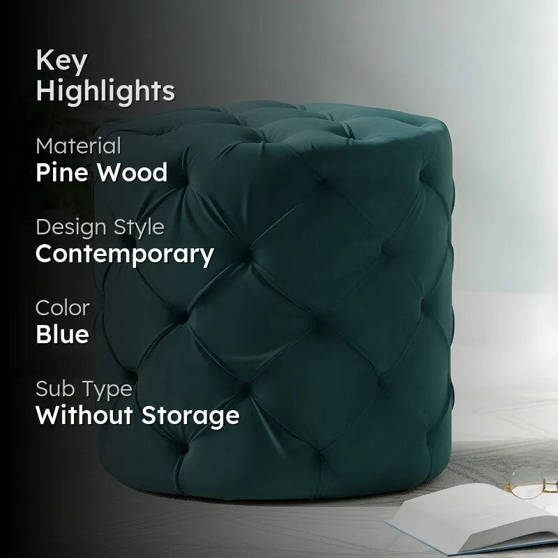 Hrixon Pine Wood Ottomans - Blue media 2