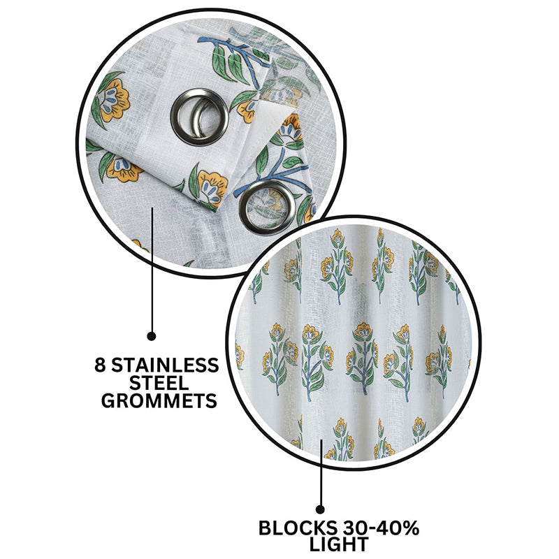 Caelra Linen Texture Sheer Curtain - Set Of Two media 3