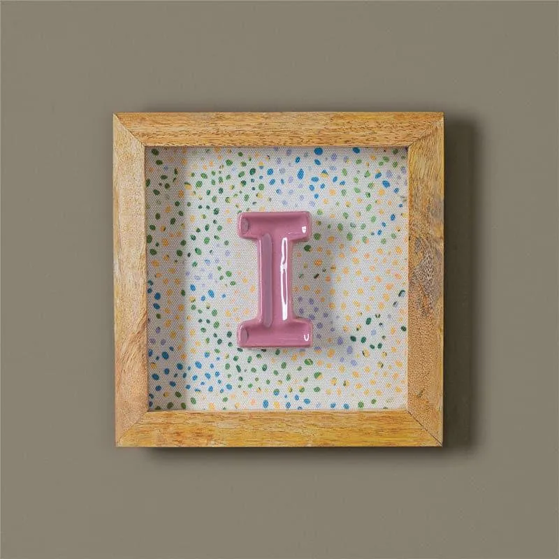 (I) Mini Mottled Mono Ceramic & Wooden Wall Accent - Pink media 1
