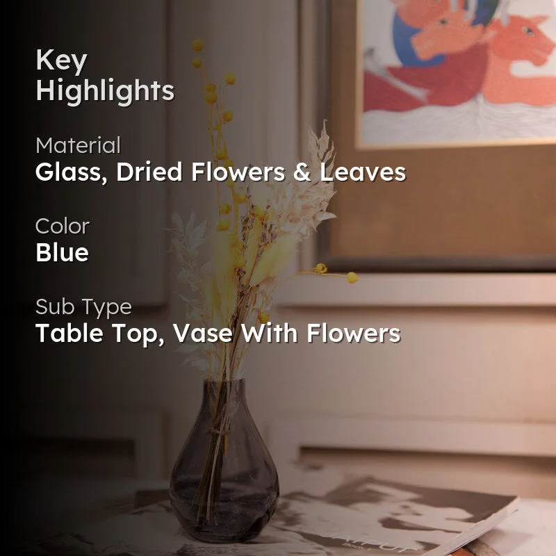 Elegant Black Glass Vase with Dried Flowers media 2
