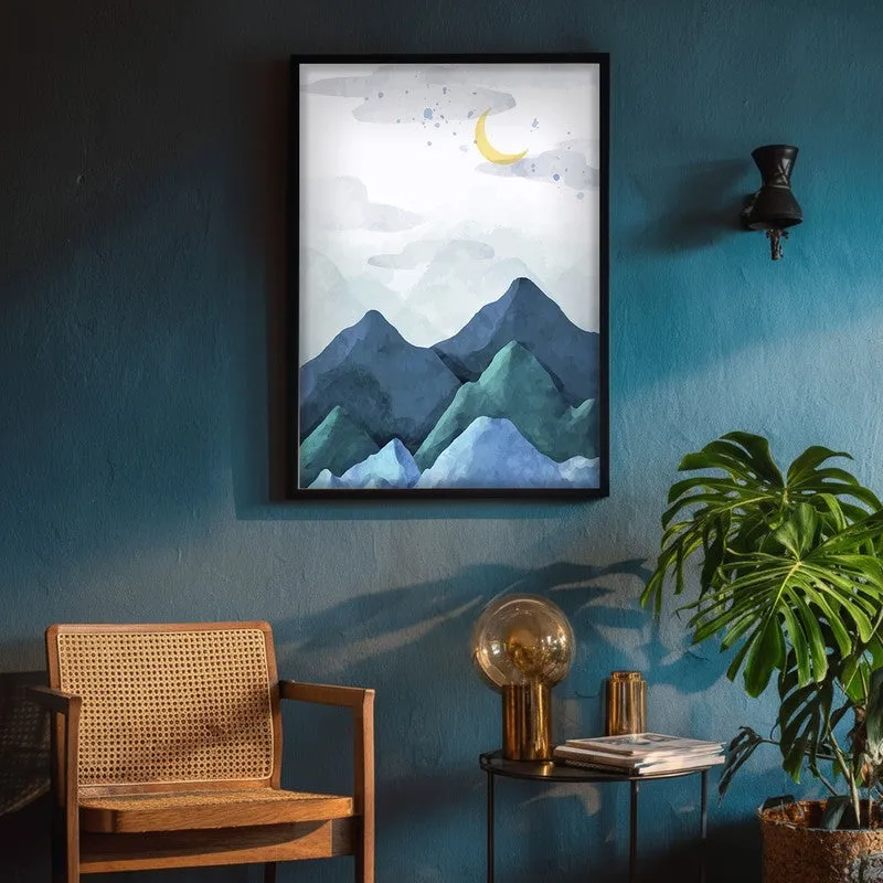 Crescent Blue Peaks Archival Paper Wall Art With Frame media 4