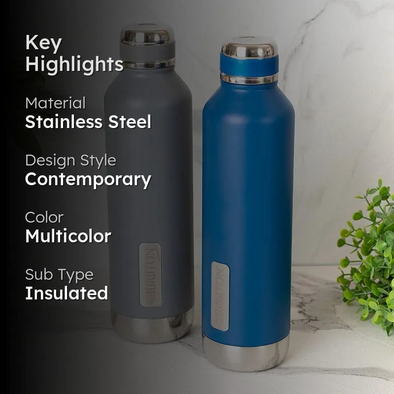 Bristo Sip Hot & Cold Thermos Water Bottle (Grey & Blue, 750 mL Each) - Set Of Two media 2