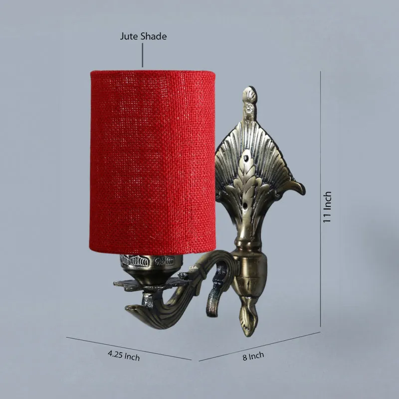 Magda Masique Cylindrical Fabric & Metal Wall Lamp - Maroon media 4