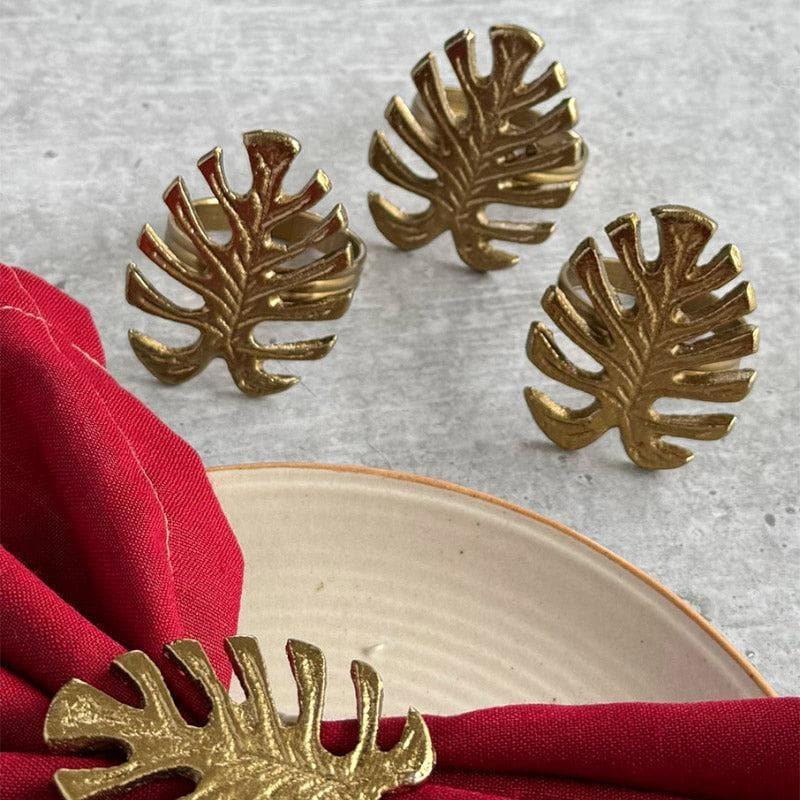 Silver Monstera Napkin Ring - Set  Of Four media 4
