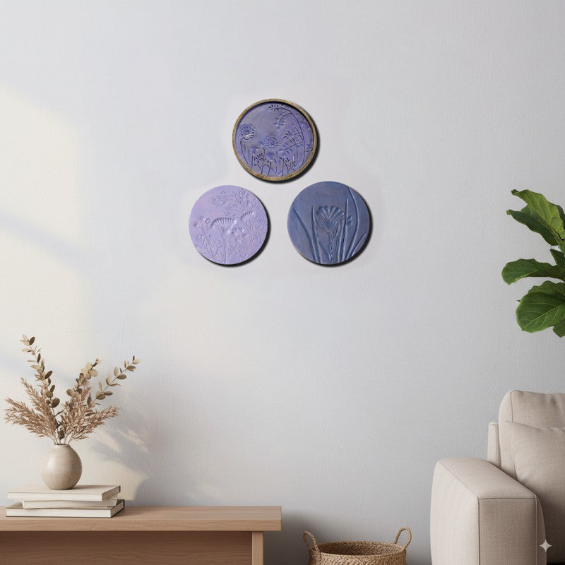 Purple Haze Wooden Wall Plates - Set Of Three