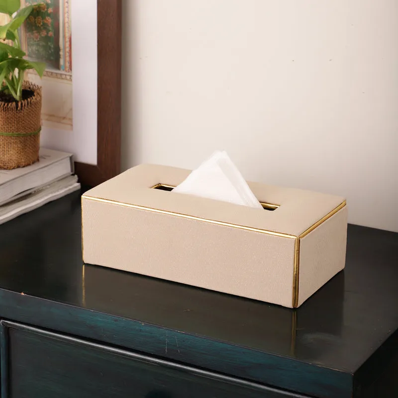 Meho Leather Tissue Box - Beige media 1