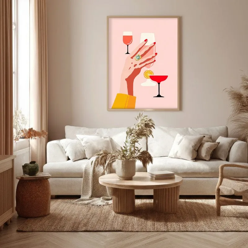 Wineglass Canvas Wall Painting - Brown Frame media 5