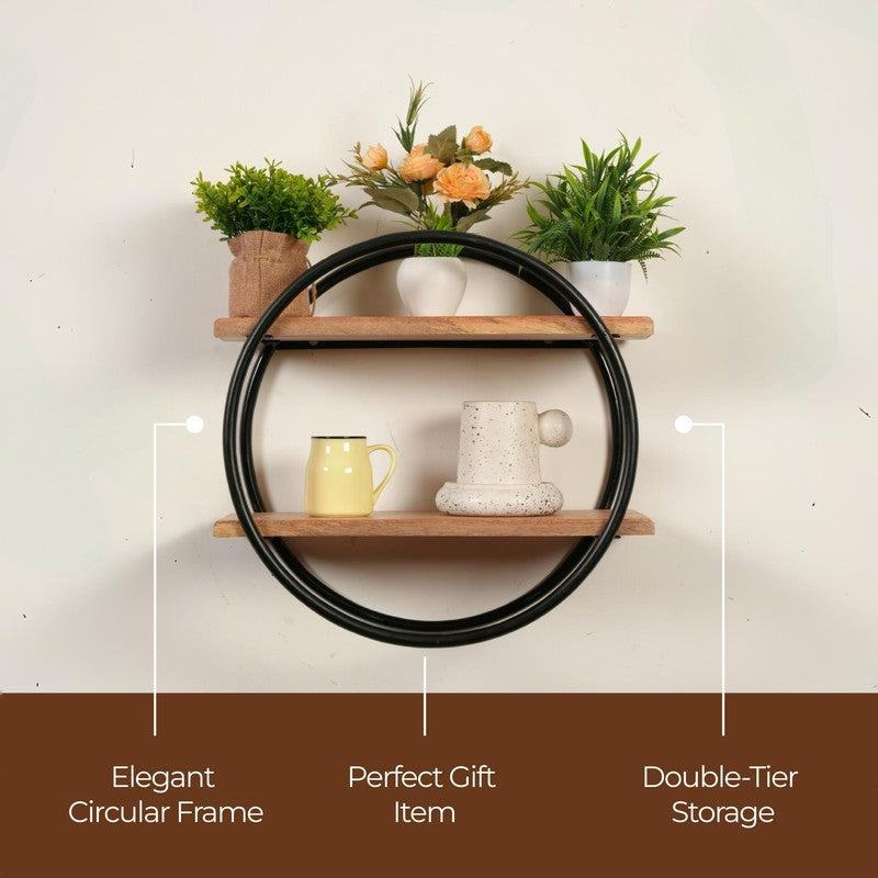 Zalvin Boho Wooden Shelves Wall Rack media 5