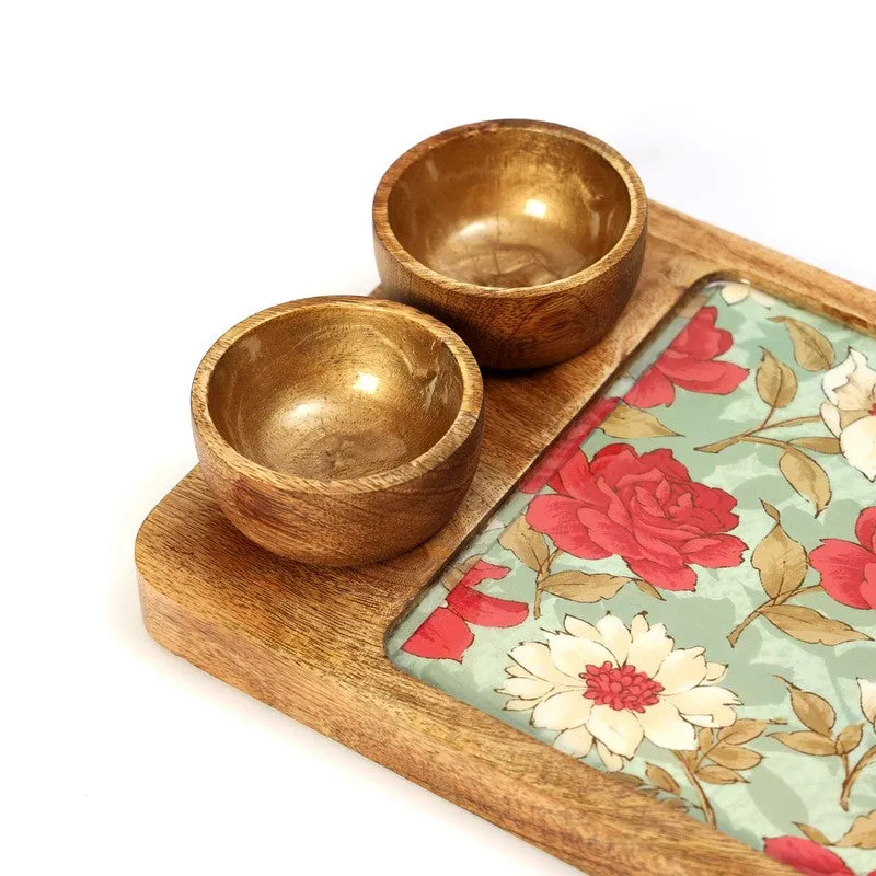 FloriNest Mango Wood Platter With Dip Bowl - Three Piece Set media 7